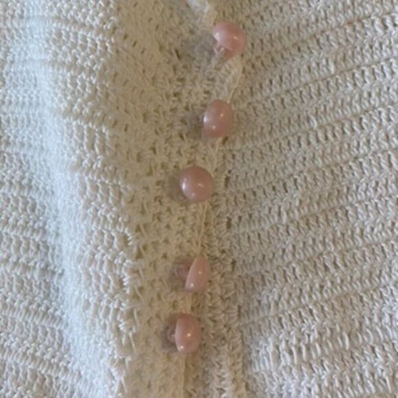 Vintage Crochet Baby Christening Dress with pink button detail - Picture 4 of 4
